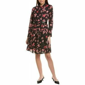 Gracia womens Belted Mini Dress Floral Black L